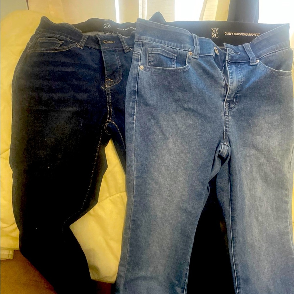 2 pair NY&C blue jeans both curvy sculpting bootcut size 6